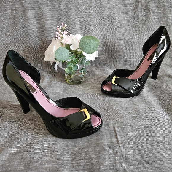 Louis Vuitton Patent Leather Open-Toe Luxury Pump Heels Size 7.5 US (Worn 2x) - Picture 5 of 16